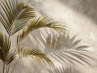 Palm Leaf Shadow on Cream Wall