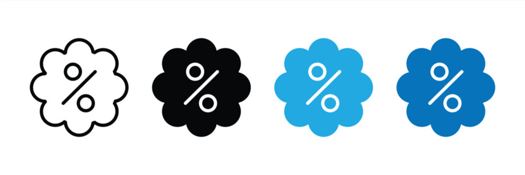 icon set discount percentage, vector illustration