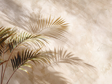 Palm Leaf Shadow on Cream Wall