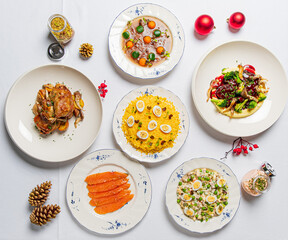 A delightful spread of vibrant dishes offers a feast for the eyes and senses at a festive gathering