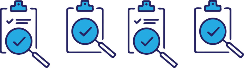 audit document four icons set vector design