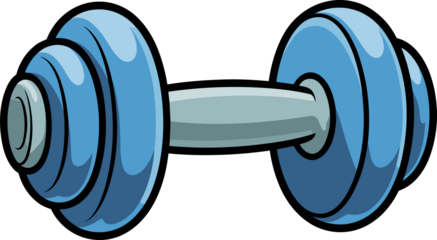 A classic blue dumbbell on a black background, an iconic symbol of strength training and fitness.