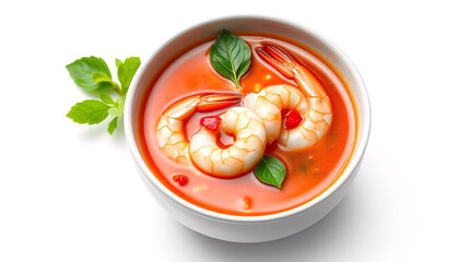 Spicy Thai Tom Yum Soup in White Bowl