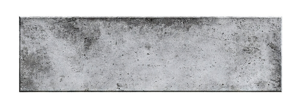 Rectangular concrete block nameplate mockup, isolated on transparent cutout background