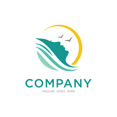 Sun Face Minimalist Logo Vector Gradient