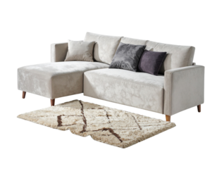 Isolated contemporary luxury sofa and comfortable pillows in a living room interior design