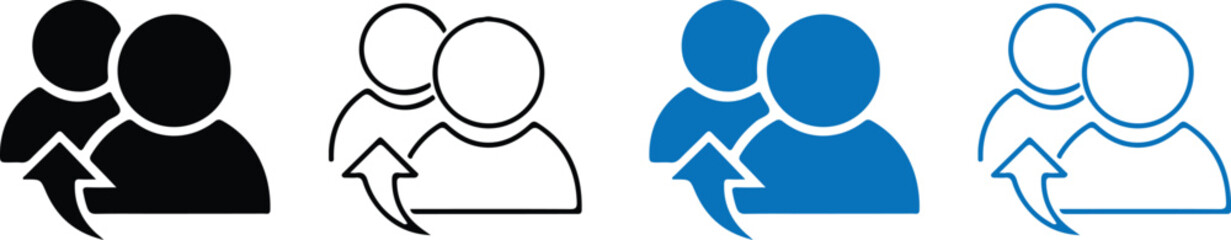 people four set group icons set vector design