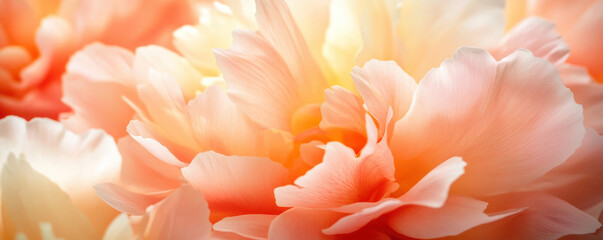 A macro shot capturing the delicately ruffled edges of coral peony petals. The soft, velvety texture of the petals exemplifies natural elegance and intricate floral beauty.