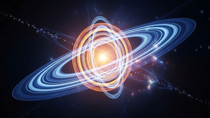 Abstract light rings and energy field representing a futuristic technology concept