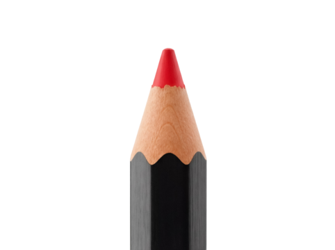 Red colored pencil isolated PNG on transparent background, art supply for drawing and coloring projects