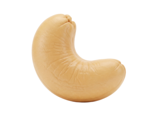 Single cashew nut isolated PNG on transparent background, healthy snack food rich in nutrients and minerals for vegan diet