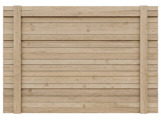 Wooden fence panel PNG isolated on transparent background, rustic timber planks with vertical supports for garden or construction use