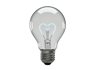 Heart-shaped filament light bulb PNG isolated on transparent background, creative idea and love...
