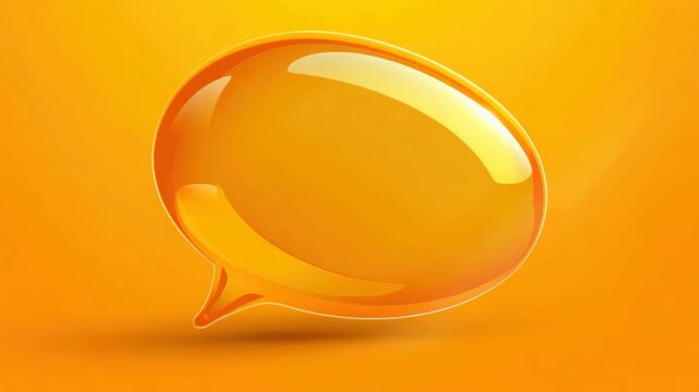 d speech bubble against a vibrant orange backdrop.