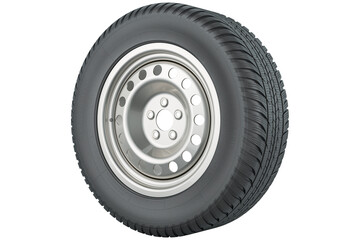 Fototapeta premium Car steel wheel with tire, transparent background