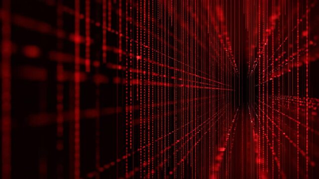 Digital data flowing through a red tunnel, creating a mesmerizing visual representation of technology and connectivity - Powered by Adobe
