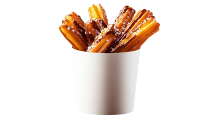 Crispy Churros in White Cup on Transparent Background