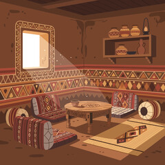 Authentic arabian majlis design with traditional elements and decor, inviting place