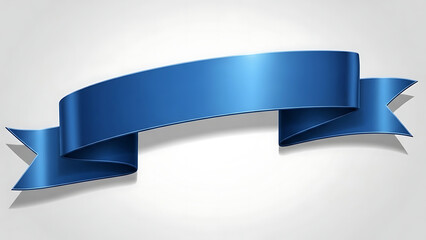 Elegant blue ribbon banner with realistic shading for design elements