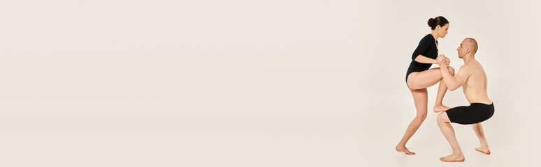 Dynamic acrobatic duet showcases youthful energy and vivid movement