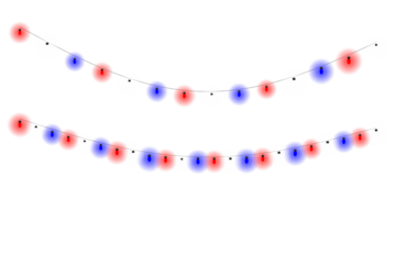Festive String Lights with Transparent Background: Red, White, and Blue for Celebrations