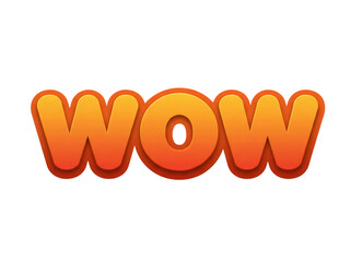 Orange cartoon WOW text PNG isolated on transparent background, comic speech bubble for kids and playful design
