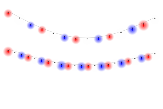 Festive String Lights with Transparent Background: Red, White, and Blue for Celebrations - Powered by Adobe