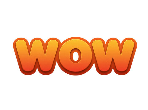 Orange cartoon WOW text PNG isolated on transparent background, comic speech bubble for kids and playful design