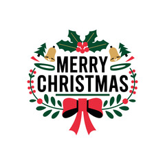 Merry christmas silhouette logo vector line art logo design