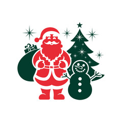 Merry christmas silhouette logo vector line art logo design