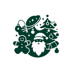 Merry christmas silhouette logo vector line art logo design