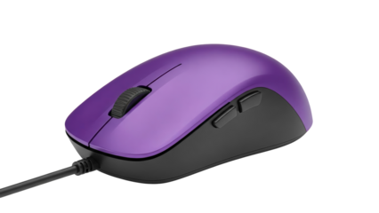 Purple mouse peripheral isolated on white background