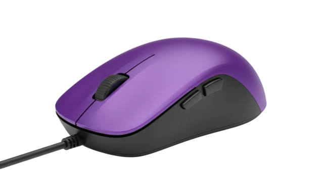 Purple mouse peripheral isolated on white background