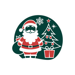 Merry christmas silhouette logo vector line art logo design