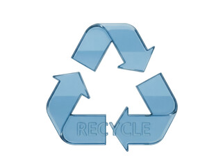 Translucent blue recycle symbol PNG isolated on transparent background, environmental conservation and sustainability concept