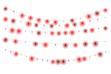 String Lights Festive Red and White Garland with Transparent Background