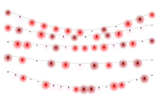 String Lights Festive Red and White Garland with Transparent Background