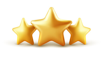 Star Trio in Golden Colorful Stars for Celebration and Success. Bright and Cheerful, Warm and Yellow, Glowing and Positive. Vector Illustration Background