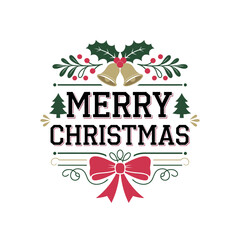 Merry christmas silhouette logo vector line art logo design