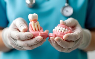 dentist holding dental casts in hands. High quality