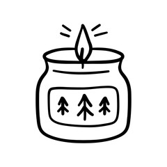 Christmas candle simple hand drawn icon vector illustration
