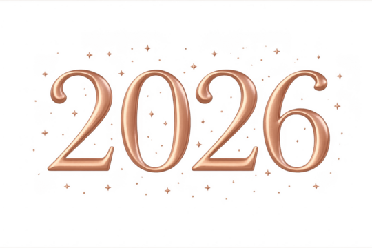 Rose gold 2026 new year celebration numbers