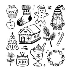 Christmas doodles, vector Christmas set