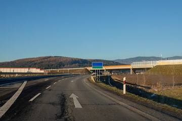 Empty Highway Curved road on a Clear Winter Day