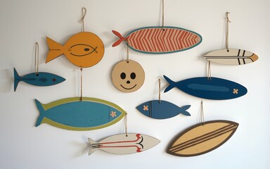 Surf ornaments on a wall. High quality