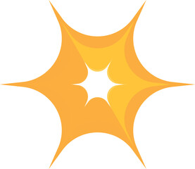 Golden star shining with white light at the center, isolated illustration on white background