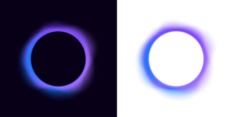 Futuristic neon circle frame glowing on transparent PNG. Vector illustration with vibrant colors and abstract energy effect. Perfect neon circle design for sci-fi projects.