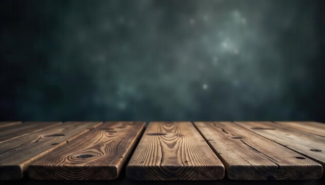 Weathered wooden table, blurred concrete backdrop Dark, moody setting , stock photo, grunge