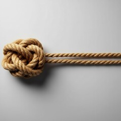 Strong Knot in Rope on Grey Background