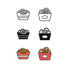 Onion rings set icon line glyph color for snack fried food and fast restaurant design